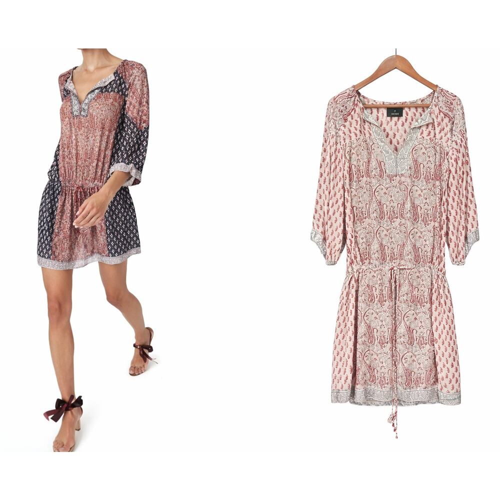 ULLA JOHNSON x BARNEYS Salinas Dress Paisley Chiffon Boho Prairie Mini Sz 0 XS